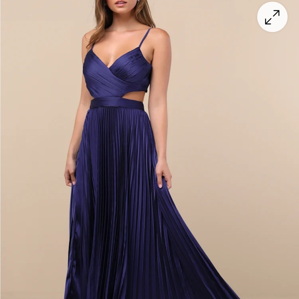 Lulu's Blue Cut Out Pleated Gown